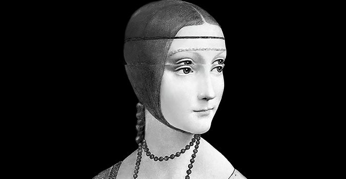 Leonardo da Vinci, La dama con l’ermellino, dalla serie L’era successiva, 2010, Pittura digit particolare