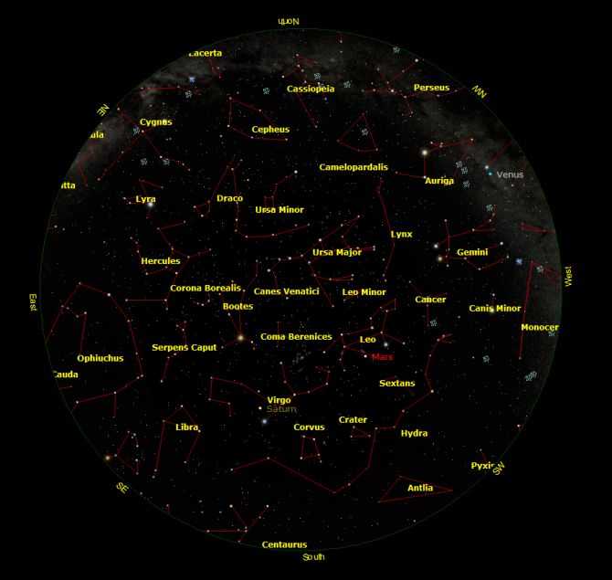 Mappa del cielo di maggio